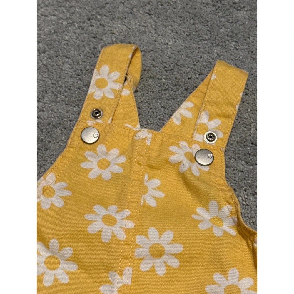 The Childrens‎ Place Toddler Girls Yellow Daisy Floral Denim Jumper Dress 18-24M - Picture 3 of 5
